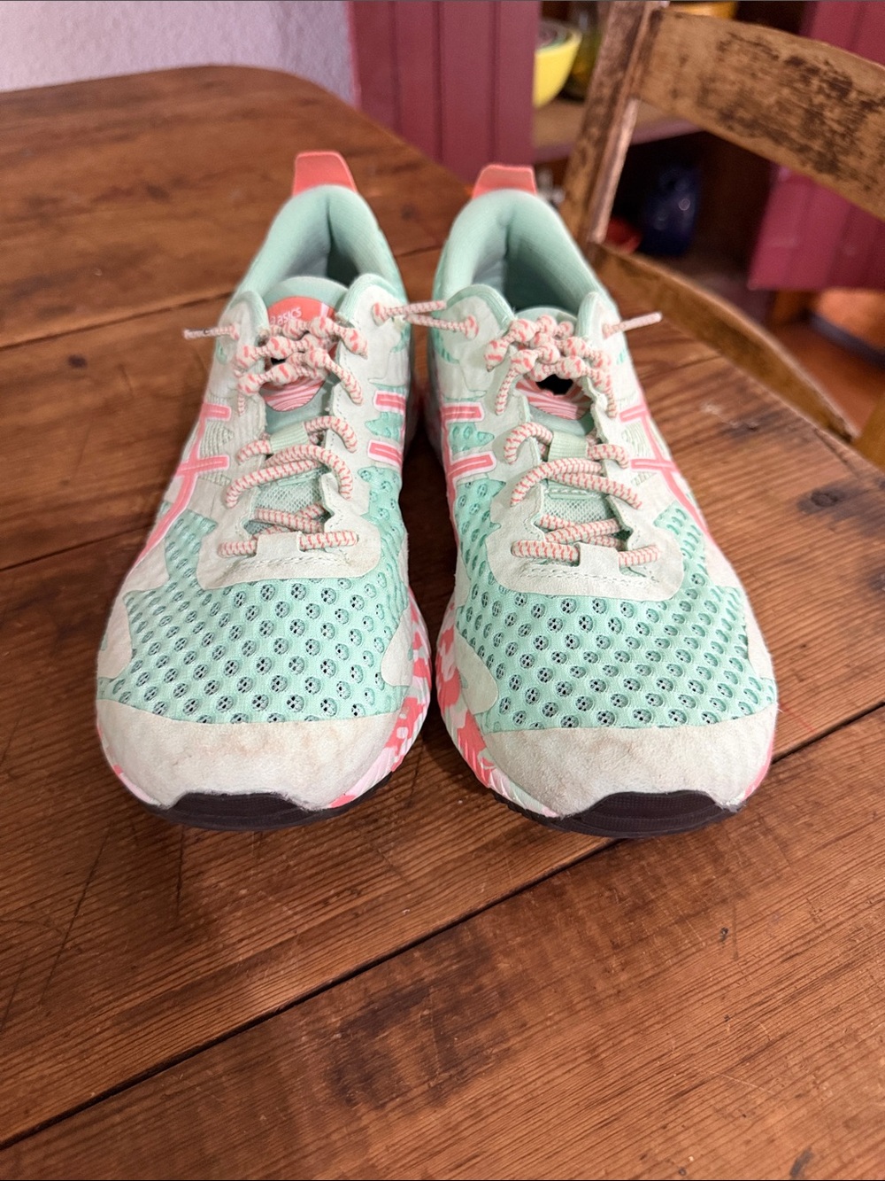ASICS mint green & coral athletic running shoes - Picture 3 of 7